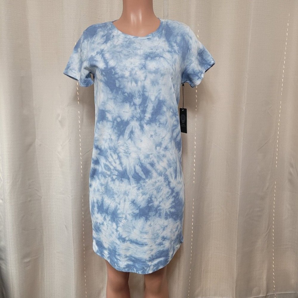 Vince Camuto Tie Dye Short Sleeve T Shirt Dress Women's Size XS Blue Cloud NWT